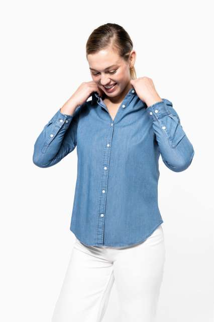 Camașa denim dama, 100% bumbac 160 g/m² , Kariban [5]