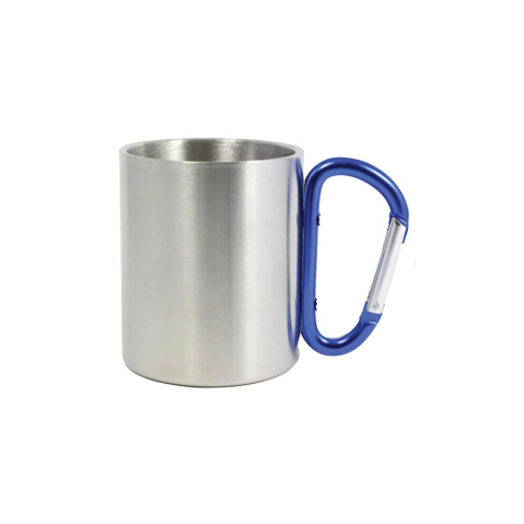 Obiecte promotionale - Cana metal inox cu maner albastru