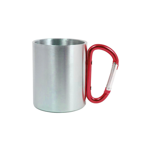 Obiecte promotionale - Cana metal inox cu maner rosu