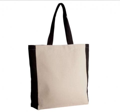 Sacose si rucsaci - Geanta tote din bumbac cu manere si clin contrastante, 310 g/m2