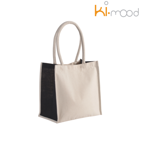 Sacose si rucsacuri - Sacosa de cumparaturi din bumbac cu clinuri laterale contrastante, 310 g/m2, 17 L