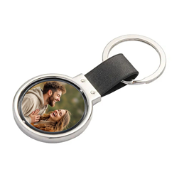 Brelocuri - Breloc piele cu pandantiv rotativ