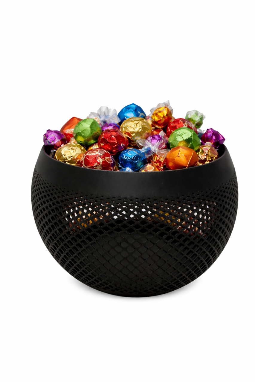 Bol Decorativ Cu Design Mesh Modern Negru mat, Bol Snacks Din Plastic PLA Printare 3D, Bol Decorativ Pentru Bomboane Si Gustari, Bol Snacks Usor Si Rezistent Pentru Bucatarie Living Sau Coffee Corner [2]
