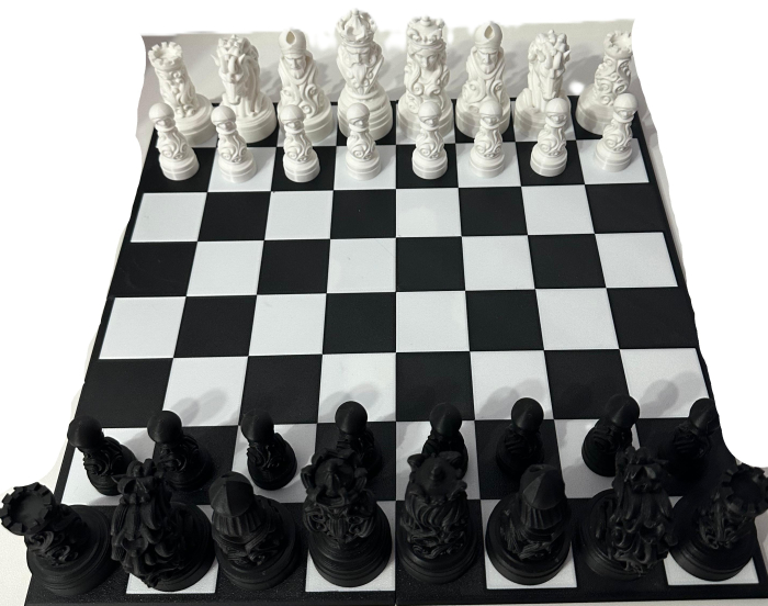 Joc de sah slasic cu design detaliat medieval si tabla de sah modulara din 4 piese [4]