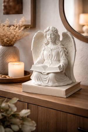 Decorațiuni pentru casă - Statueta Decorativa Inger Pazitor Alb Mat