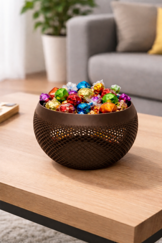 Vaze și boluri - Bol Decorativ Cu Design Mesh Modern Negru mat, Bol Snacks Din Plastic PLA Printare 3D, Bol Decorativ Pentru Bomboane Si Gustari, Bol Snacks Usor Si Rezistent Pentru Bucatarie Living Sau Coffee Corner