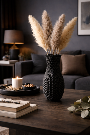 Vaze și boluri - Vaza Decorativa Moderna Cu Forma Curbata Si Model Rectangular
