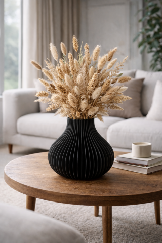 Vaze și boluri - Vaza decorativa neagra cu design modern