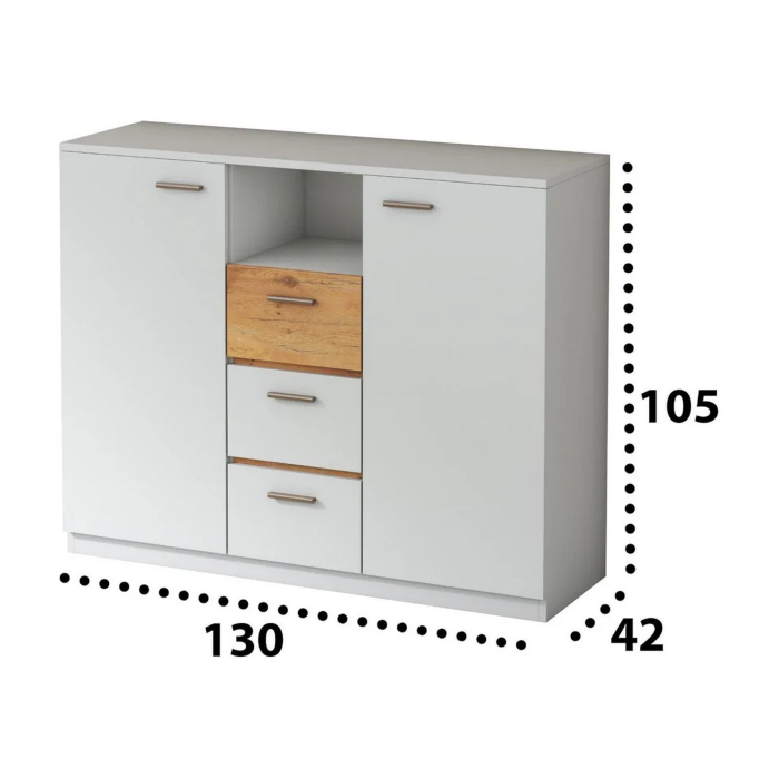 Comoda alb andersen/stejar lancelot, 130 cm, EF1K, Effect [3]