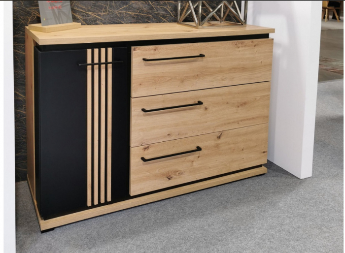 Comoda living stejar artizan/negru, 130 cm, ML12, Molto [2]