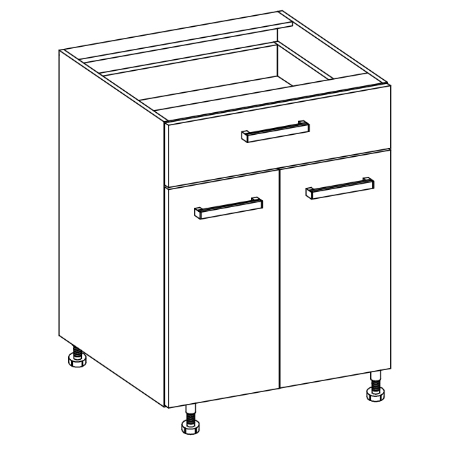 Corp inferior cu 2 usi, sertar si raft, 80 cm, PRE-6D, Premio [3]