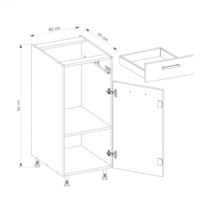 Corp inferior cu sertar si raft, 60 cm, SM-5D, Smart Congo [2]