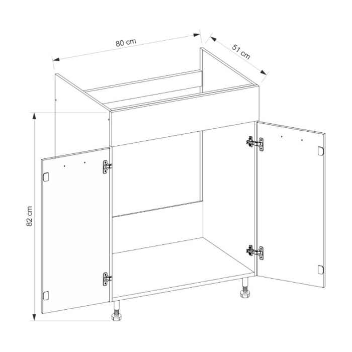 Corp inferior pentru chiuveta cu 2 usi, 80 cm, GLA-12D, Glamour Green [4]
