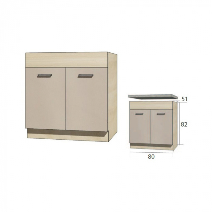 Corp inferior pentru chiuveta cu 2 usi, 80 cm, PRE-12D, Premio [3]