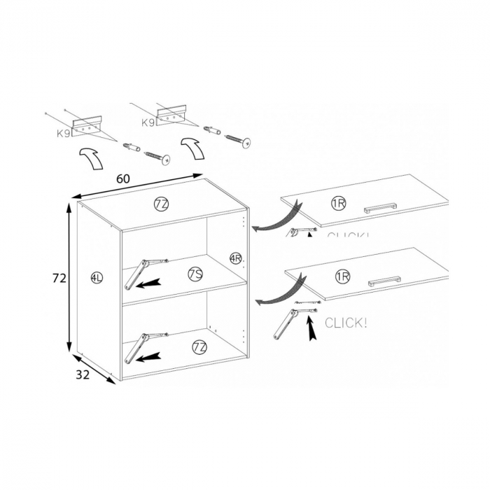Corp suspendat cu 2 usi, 60 cm, PRE-47G, Premio [2]
