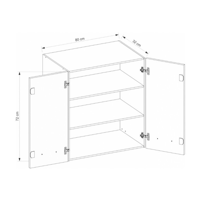 Corp suspendat cu 2 usi si 2 rafturi, 80 cm, GLA-43G, Glamour Green [3]