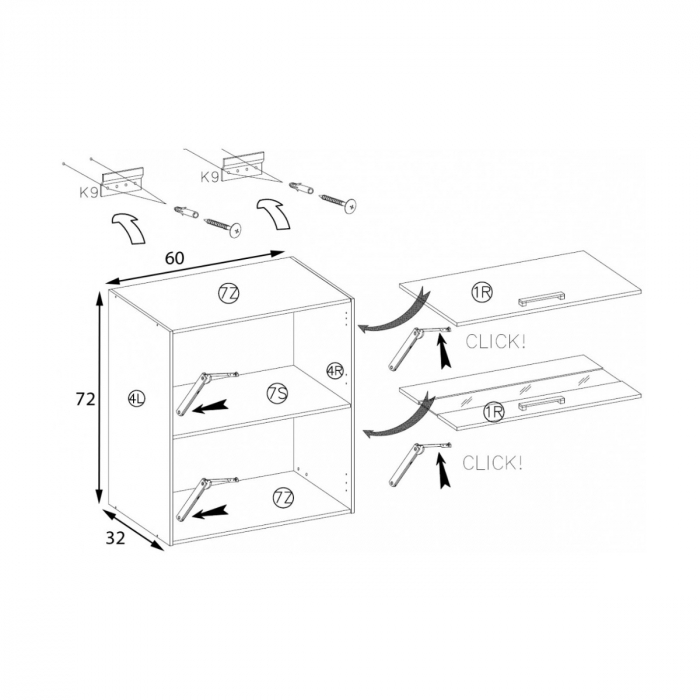 Corp suspendat cu 2 usi, 60 cm, PRE-40G, Premio [2]