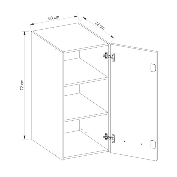 Corp suspendat cu o usa si raft, 60 cm, GLA-34G, Glamour Green [3]