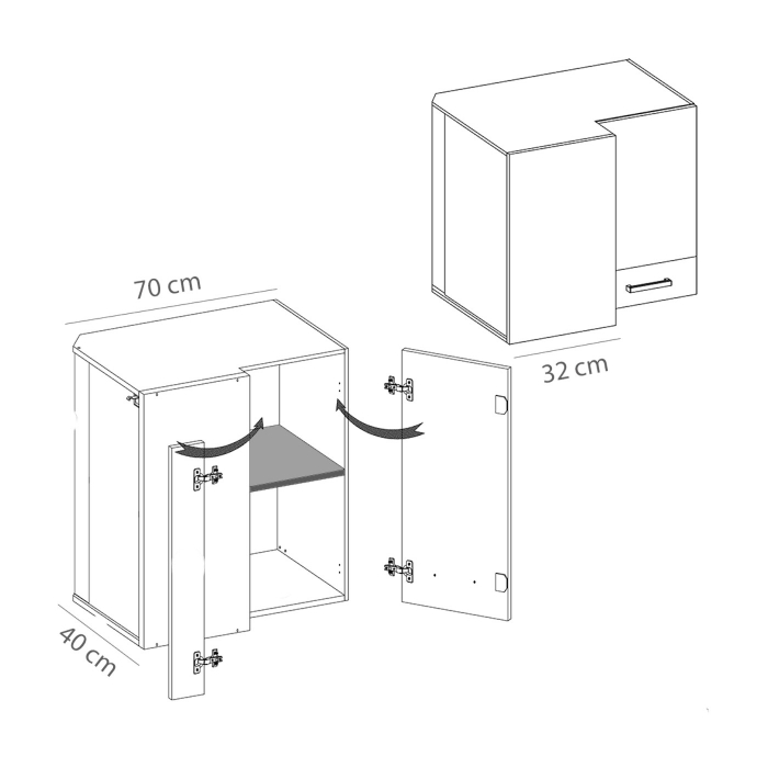 Corp suspendat, pe colt, 70x40 cm pe partea dreapta, GLA-45G P, Glamour Green [3]