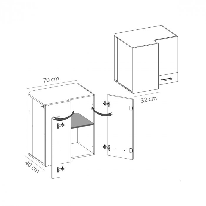 Corp suspendat, pe colt, 70x40 cm pe partea dreapta, PRE-45G P, Premio [3]