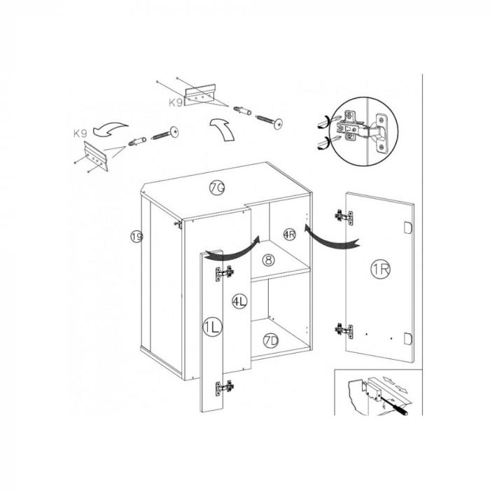 Corp suspendat, pe colt, 70x40 cm pe partea dreapta, PRE-45G P, Premio [2]