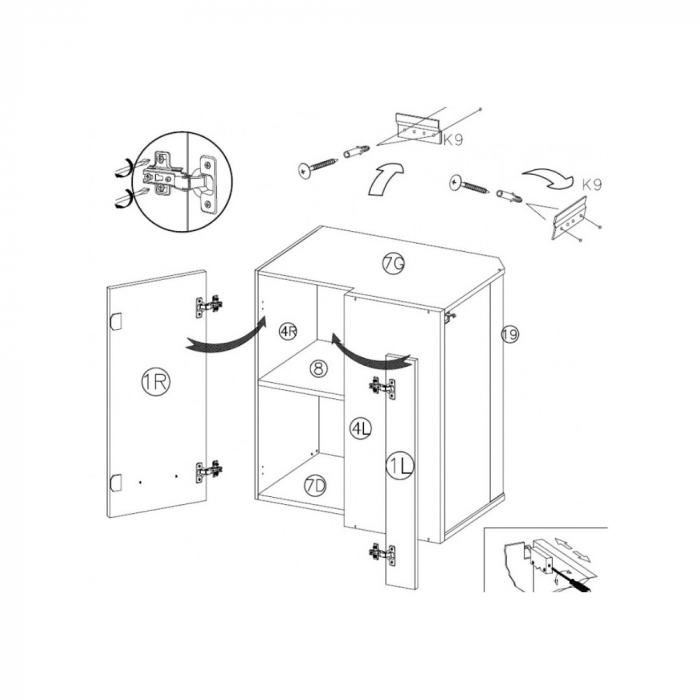 Corp suspendat, pe colt, 70x40 cm pe partea stanga, PRE-44G L, Premio [2]