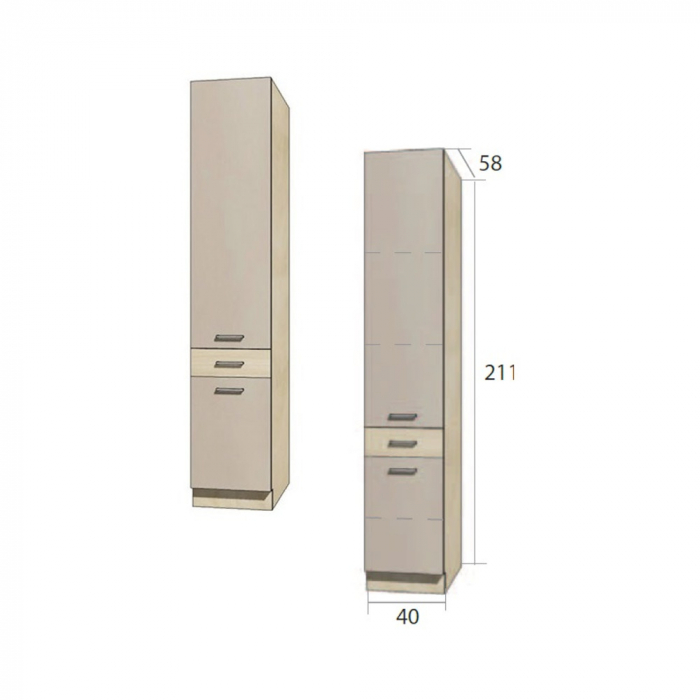 Dulap cu 1 sertar si 2 usi, 40cm, PRE-19D, Premio [5]