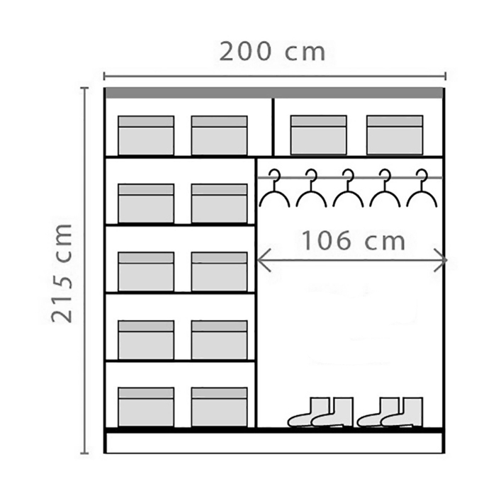 Dulap cu 2 usi glisante, alb, 200 cm, EF1-200, Effect [2]
