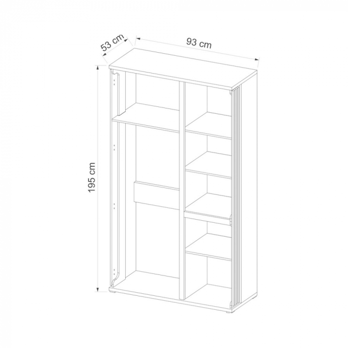 Dulap living negru cu 2 usi, 93 cm, ML1, Molto [3]