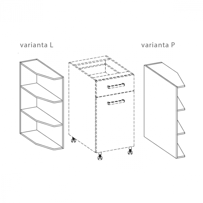 Raft inferior pe colt, 20 cm, PRE-18G, Premio [2]