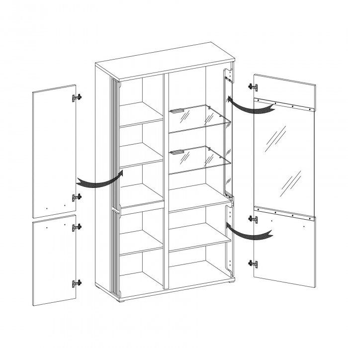 Vitrina living negru cu 3 usi, 93 cm, ML2, Molto [3]