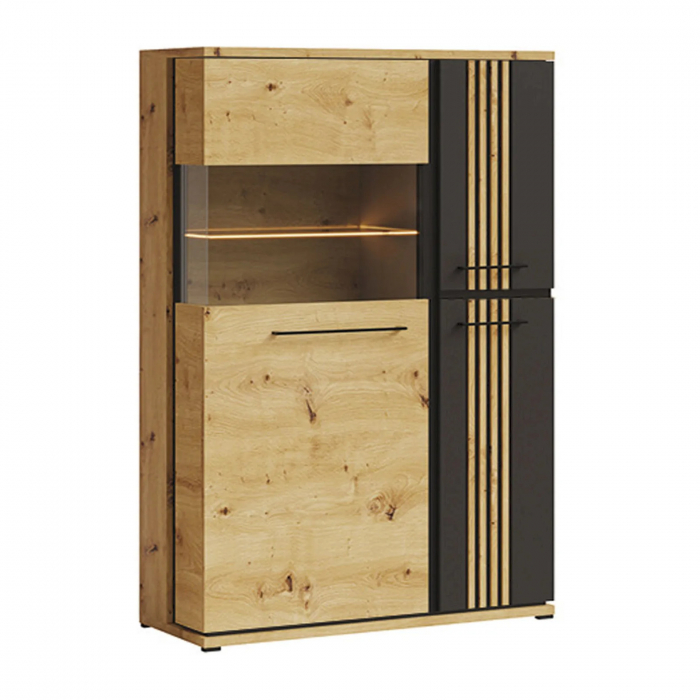 Vitrina living negru cu 3 usi, 93 cm, ML2a, Molto [1]