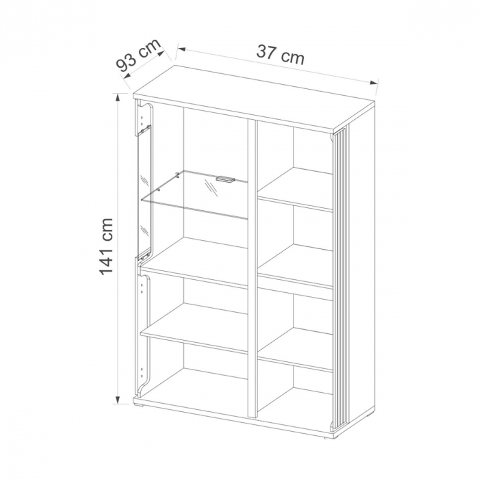 Vitrina living negru cu 3 usi, 93 cm, ML2a, Molto [2]
