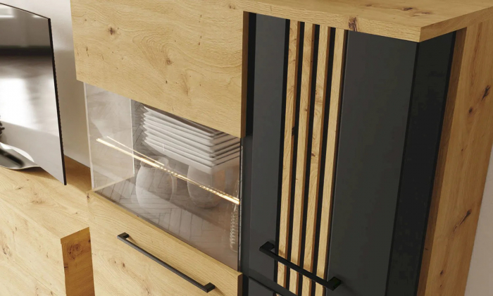 Vitrina living negru cu 3 usi, 93 cm, ML2a, Molto [4]