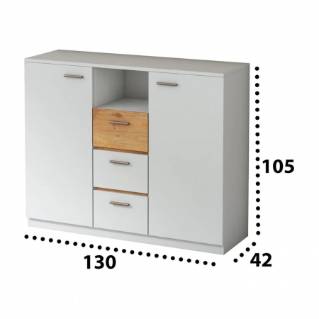 Comoda alb andersen/stejar lancelot, 130 cm, EF1K, Effect [2]