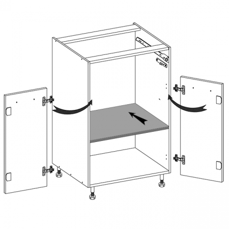 Corp inferior cu 2 usi, sertar si raft, 80 cm, PRE-6D, Premio [1]