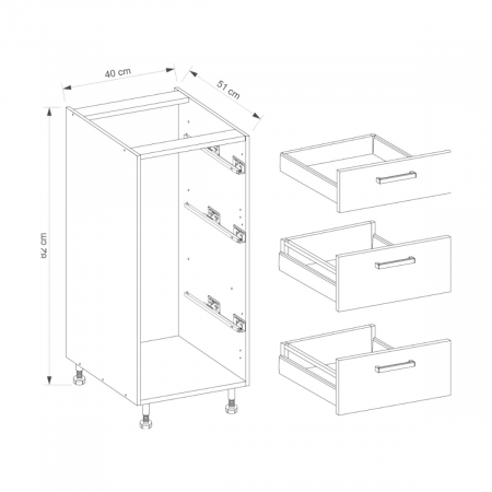 Corp inferior cu 3 sertare, 40 cm, SM-8D, Smart Congo [1]