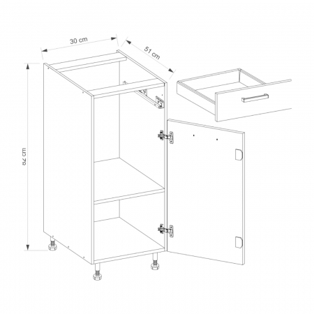 Corp inferior cu sertar si raft, 30 cm, SM-1D, Smart [3]