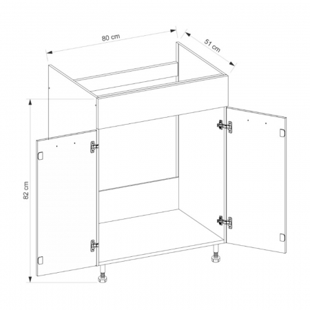 Corp inferior pentru chiuveta cu 2 usi, 80 cm, GLA-12D, Glamour Green [3]