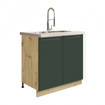 Corpuri - Corp inferior pentru chiuveta cu 2 usi, 80 cm, GLA-12D, Glamour Green