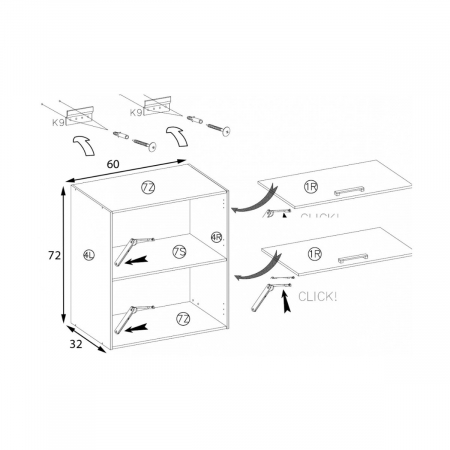 Corp suspendat cu 2 usi, 60 cm, PRE-47G, Premio [1]