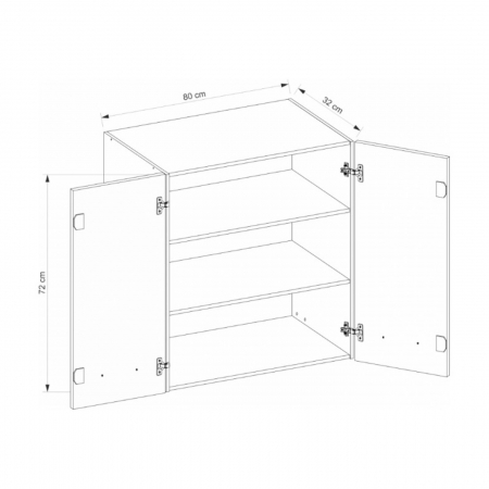 Corp suspendat cu 2 usi si 2 rafturi, 80 cm, GLA-43G, Glamour Green [2]