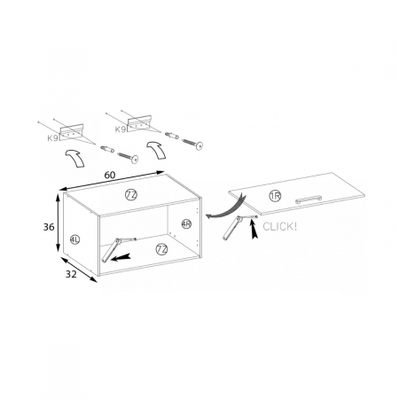 Corp suspendat cu o usa, 60 cm, PRE-36G, Premio [1]