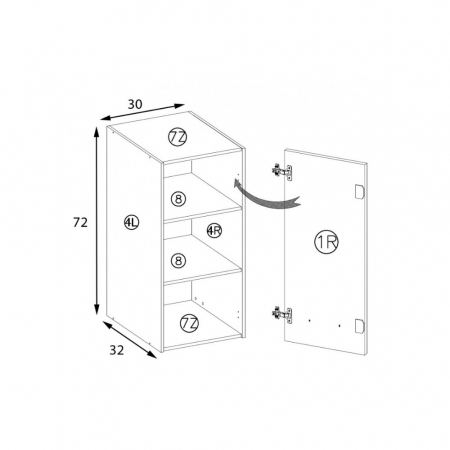 Corp suspendat cu o usa si raft, 30 cm, PRE-30G, Premio [1]