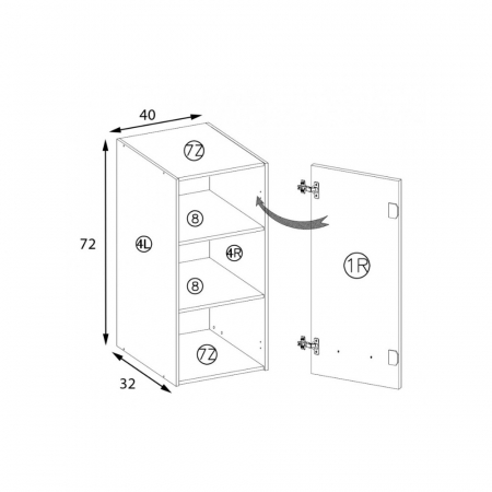 Corp suspendat cu o usa si raft, 40 cm, PRE-31G, Premio [1]