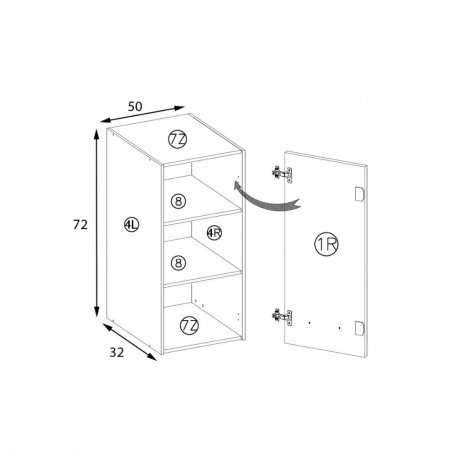 Corp suspendat cu o usa si raft, 50 cm, PRE-33G, Premio [1]
