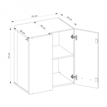 Corp suspendat, pe colt, 70x40 cm pe partea dreapta, GLA-45G P, Glamour Green [3]