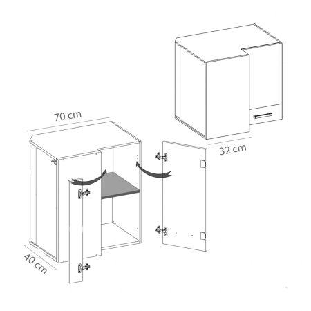 Corp suspendat, pe colt, 70x40 cm pe partea dreapta, GLA-45G P, Glamour Green [2]
