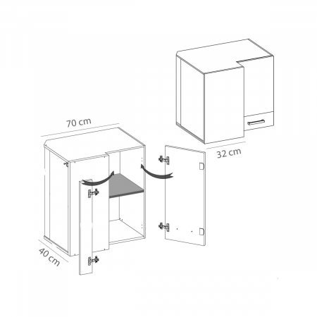 Corp suspendat, pe colt, 70x40 cm pe partea dreapta, PRE-45G P, Premio [2]