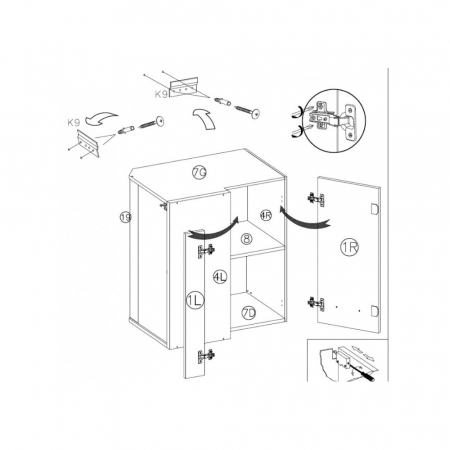 Corp suspendat, pe colt, 70x40 cm pe partea dreapta, PRE-45G P, Premio [1]
